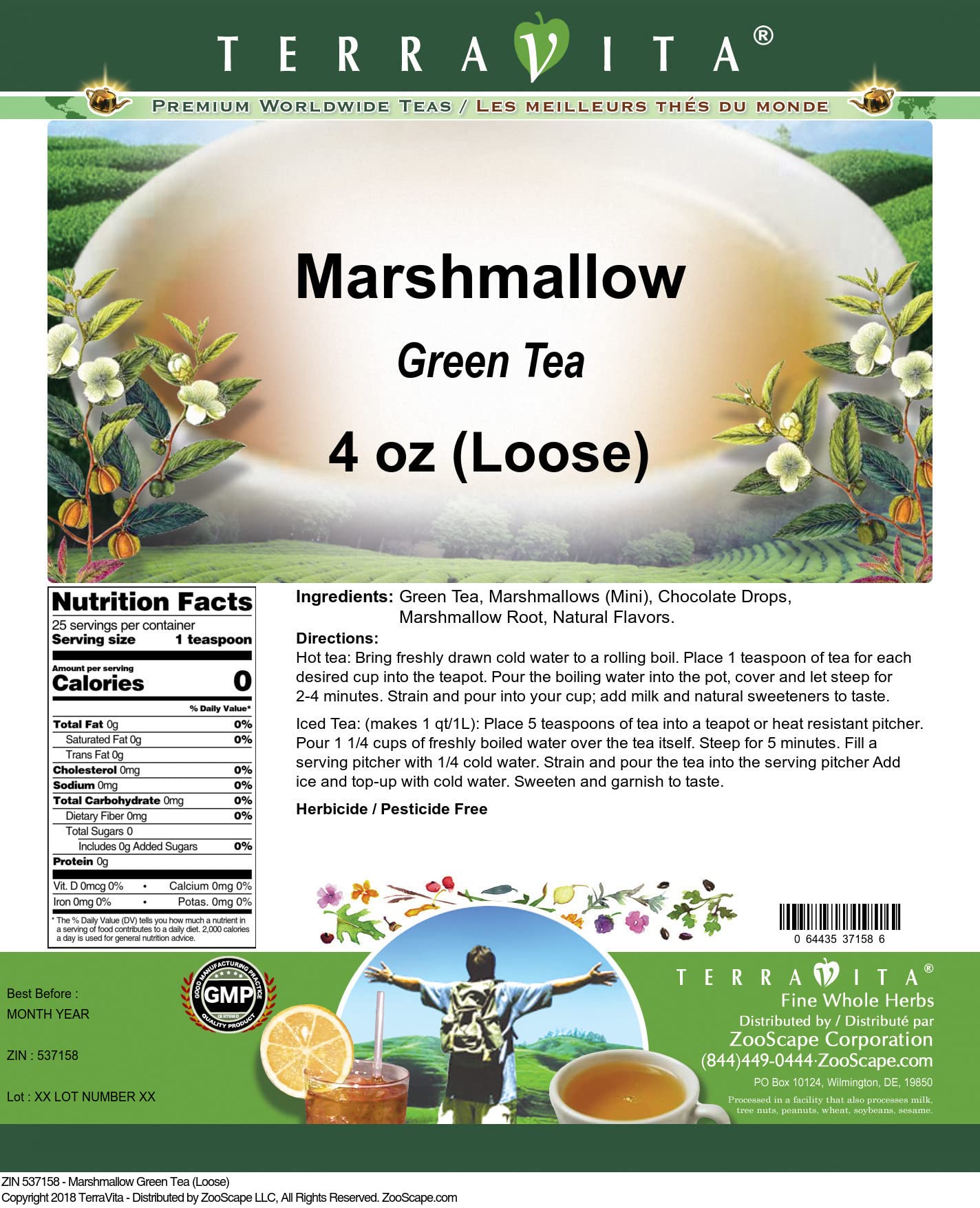 Marshmallow Green Tea (Loose) (4 oz, ZIN: 537158)