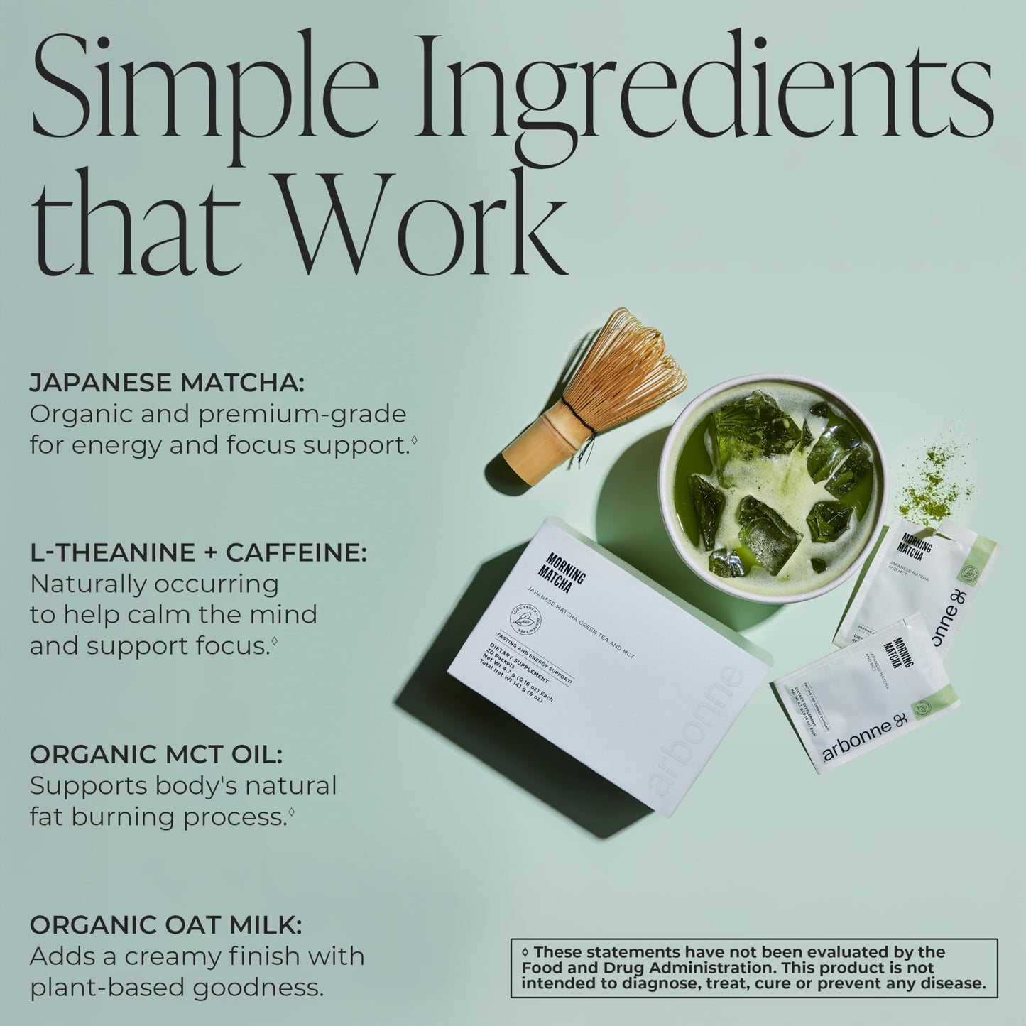 Arbonne Morning Matcha Green Tea Powder - Organic Japanese Matcha Powder with MCT Oil for Sustained Energy, Focus & Antioxidant Support - Vegan