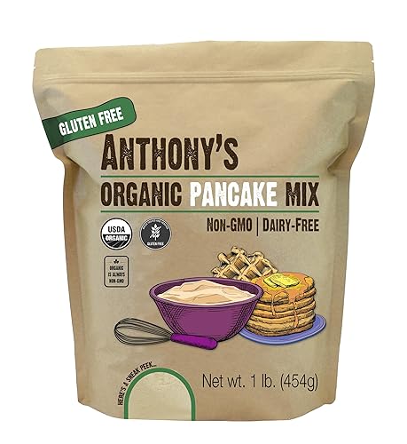 Anthony's Organic Pancake Mix, 1 lb, Dairy Free, Gluten Free, Non GMO