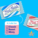 Atkinson's Jumbo Mint Twists - Peppermint Red & White Candy - Gluten Free, Kosher, Vegan - 0.7 oz. Candy Sticks - 52 Piece Jar