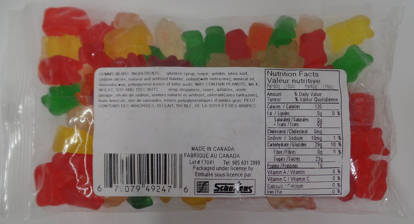 Lot of 5 Small Packs of Fruit Gummy Candy Made (Packed) in Canada, Each pack 140g(5 oz)-200g (7 oz) (Gummy Bears)