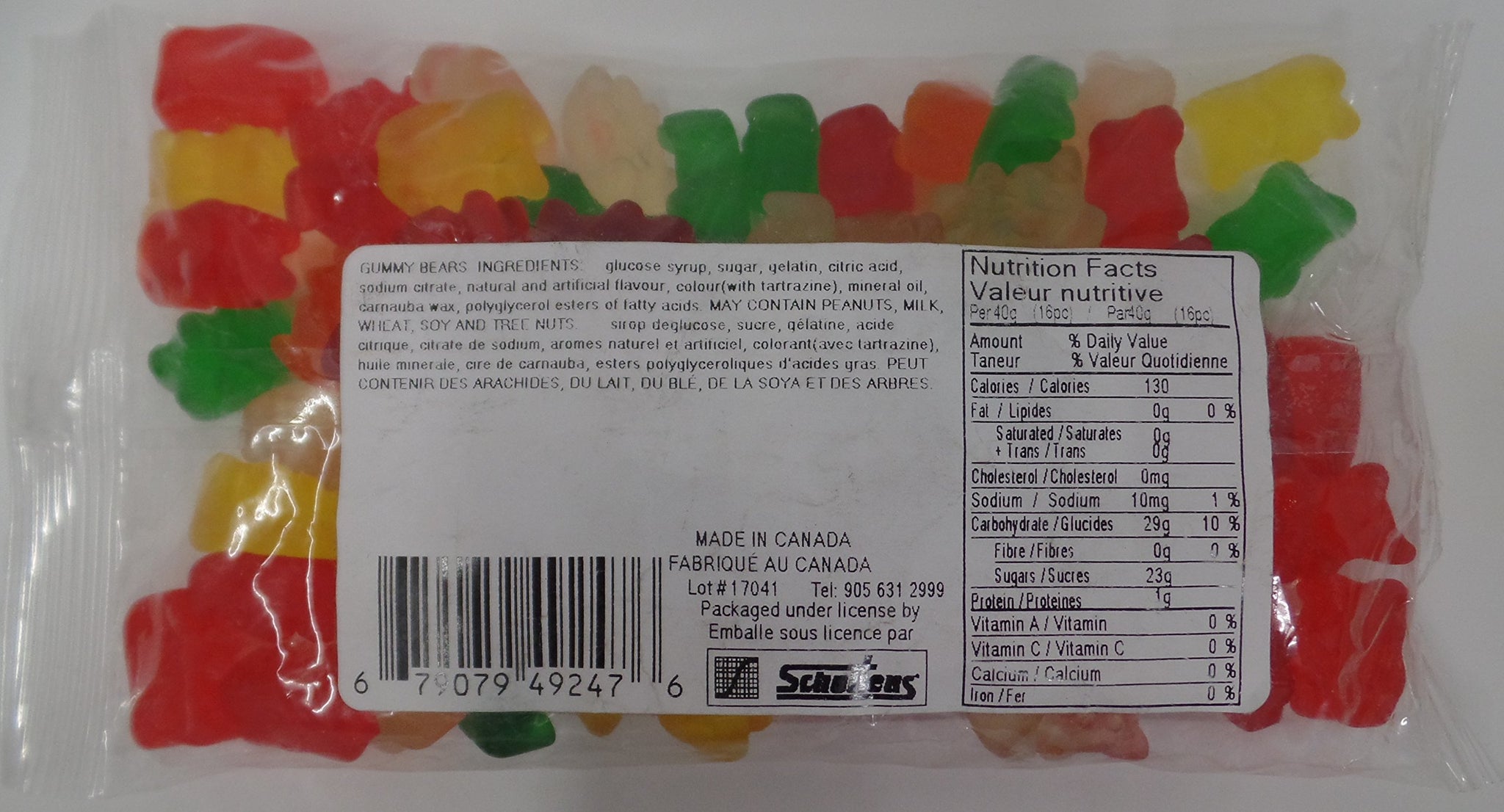 Lot of 5 Small Packs of Fruit Gummy Candy Made (Packed) in Canada, Each pack 140g(5 oz)-200g (7 oz) (Gummy Bears)