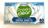 Homebright Free & Clear Fabric Softener Dryer Sheets, Perfume Free, Dye Free, Controls Static Cling, 40 Sheets