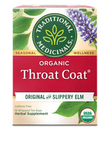 Traditional Medicinals Organic, Throat Coat Tea, Original with Slippery Elm - Supports Throat Health - Kosher, Non-GMO, Caffeine-Free, Compostable