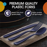 Party Solids Navy Plastic Silverware Heavy Duty 300 Pieces Navy Disposable Silverware Heavy Duty, Utensil Sets, 100 Of Each Forks, Knives & Spoons
