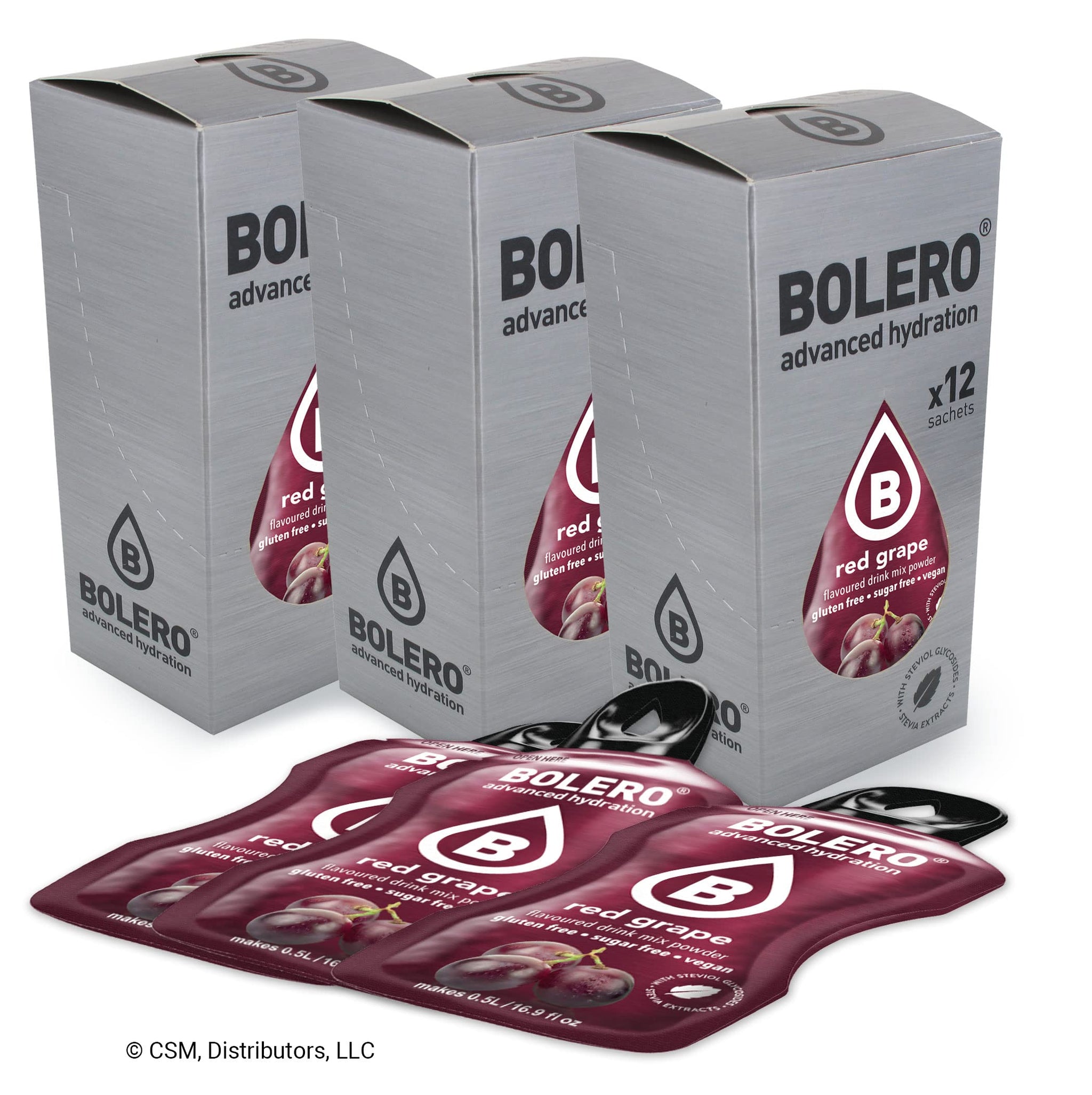 Bolero- Sugar Free Drink Mix Packets Red Grape Fruit Flavors | Powdered Flavored Water Packets | 36 Small Sachet On The Go Packets