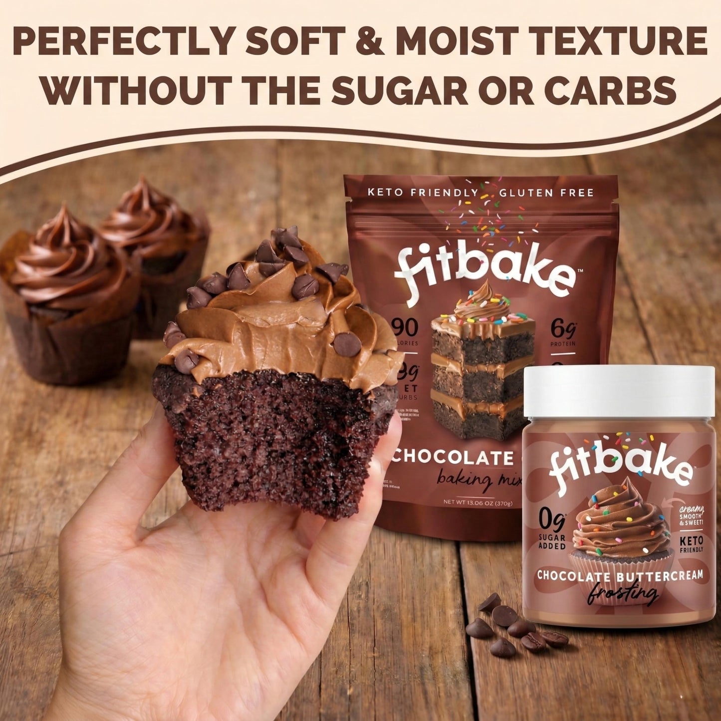 FitBake Keto Low Carb Chocolate Cake Baking Mix | 2g Net Carbs Per Serving | No Added Sugar | Zero Sugar & Gluten Free Desserts, Naturally Sweetened Keto Snack 8.75oz