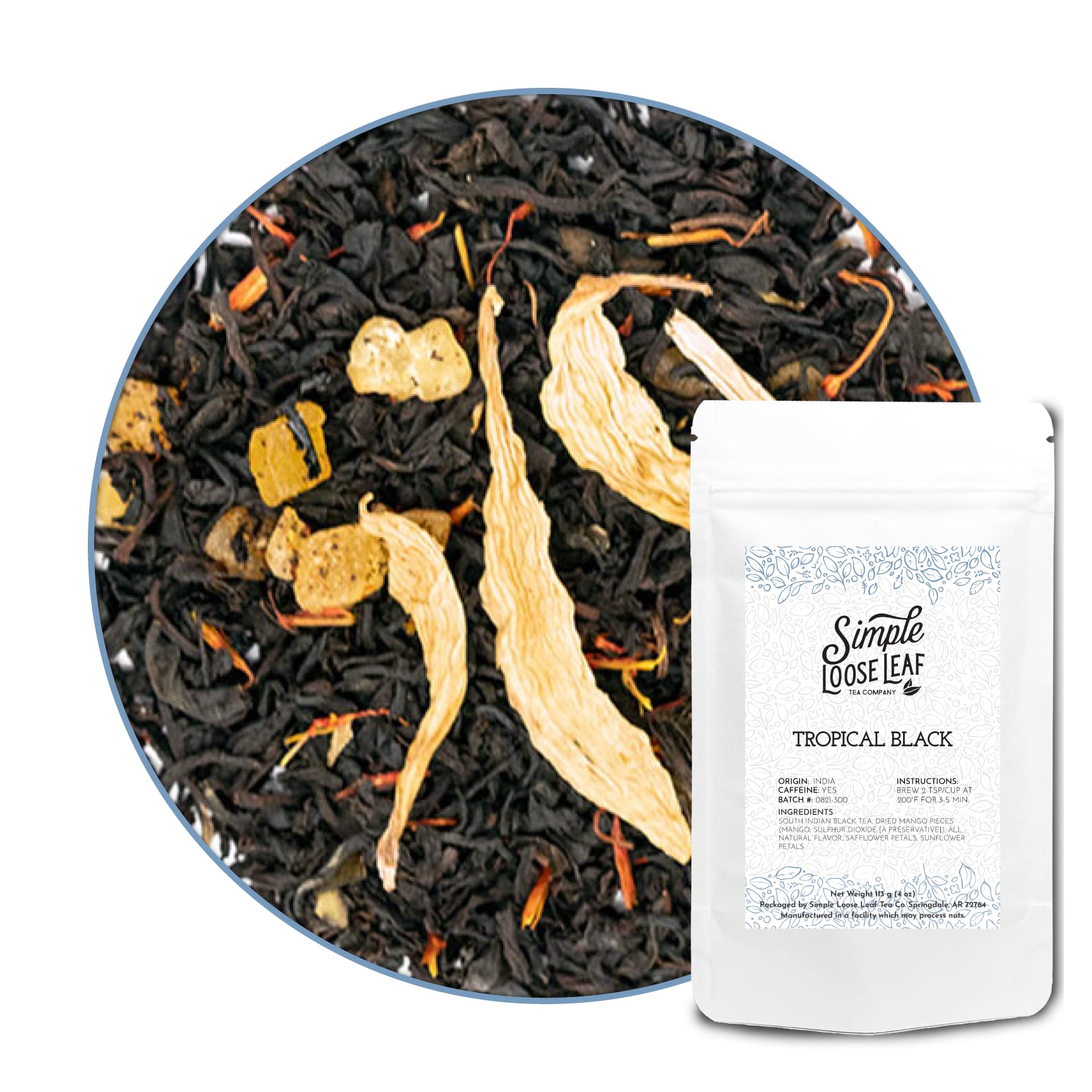 Simple Loose Leaf - Tropical Black Tea - Premium Loose Leaf Black Tea - High Caffeine - Hint of Caramel (4 Ounce)
