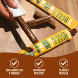 Grazly Grass-Fed Beef Sticks - Made with Only Beef, Spring Salt & Collagen Casing - Clean, High-Protein Jerky Sticks w/ 10g Protein Per Stick (1 oz