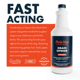 Made Here Co. - Quick-Acting Liquid Drain Opener - Dissolves Grease, Hair, Food & More - Prevents Plumbing Problems - Non-Fuming, No Acid or Bleach