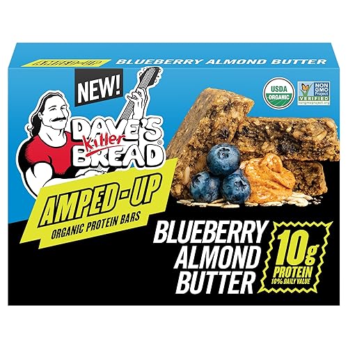 Dave's Killer Bread Blueberry Almond Butter Amped-Up Protein Bars 4 CT + 1 Branded Sticker Variety Pack