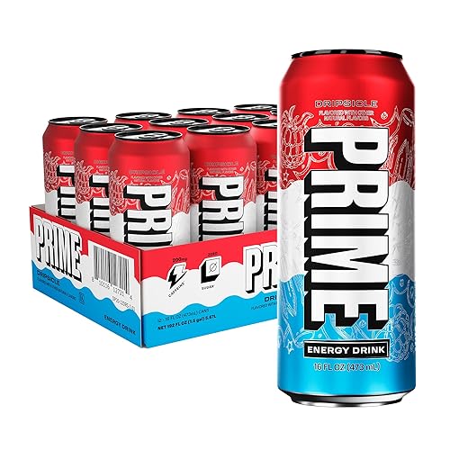 PRIME Energy DRIPSCICLE, Sugar Free Energy Drink, 200mg Caffeine and 355mg of Electrolytes for Hydration, Low Calorie, Vegan, Gluten Free, 16 Fluid