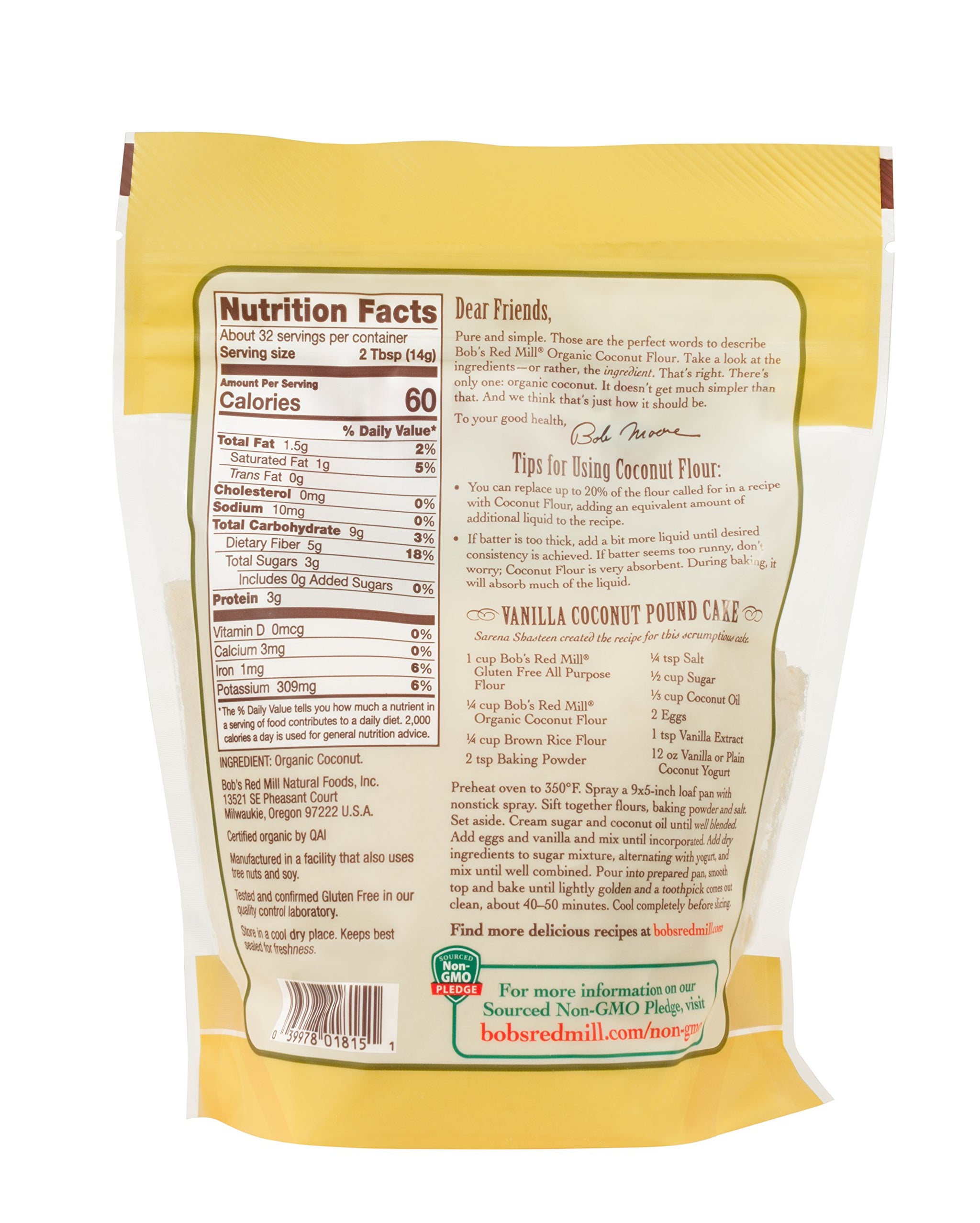 Bob's Red Mill, Organic Gluten Free Coconut Flour, 16 Ounce