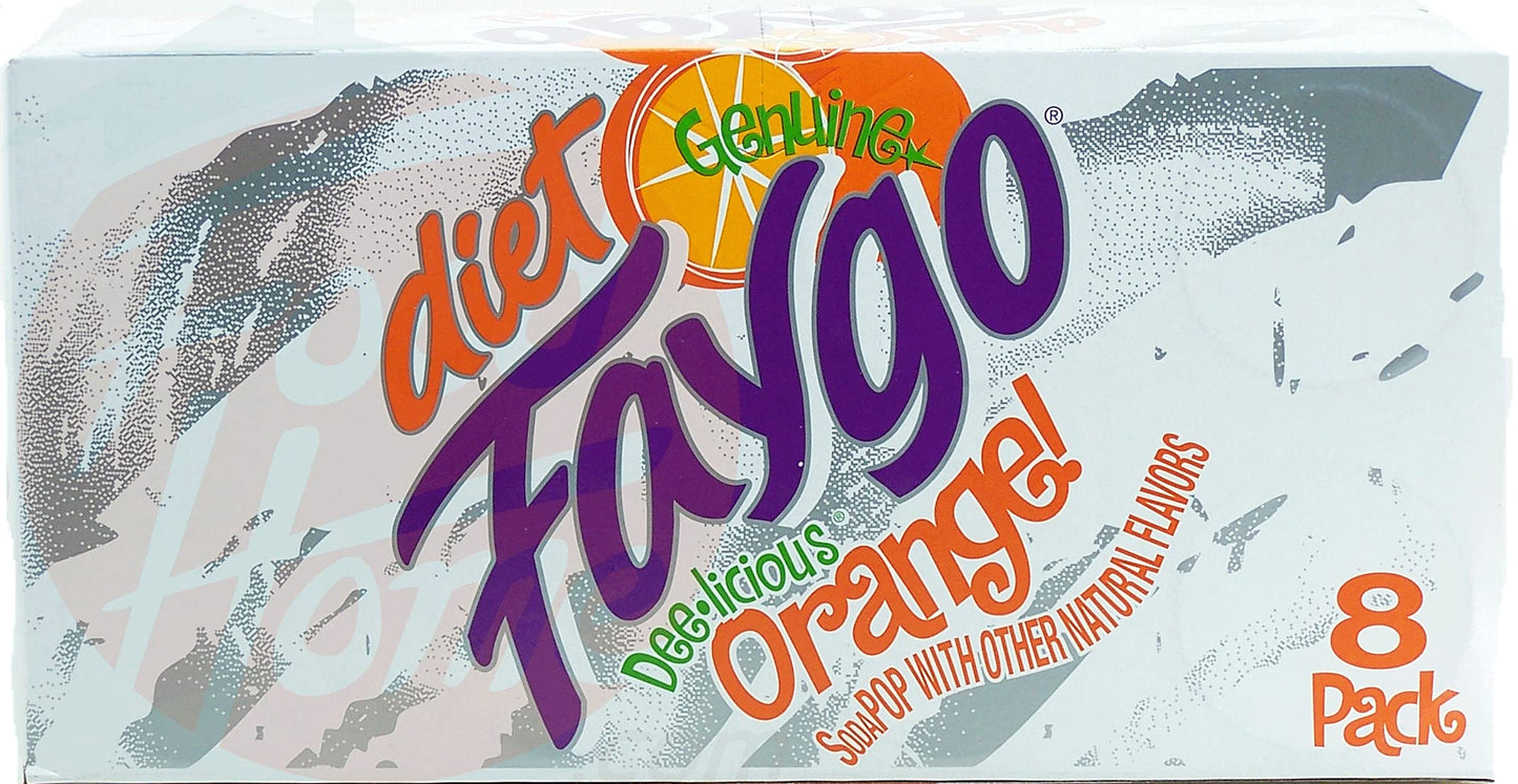 Faygo diet Orange! flavor soda pop, 12-fluid ounce cans, 8-pack fridge box (6)