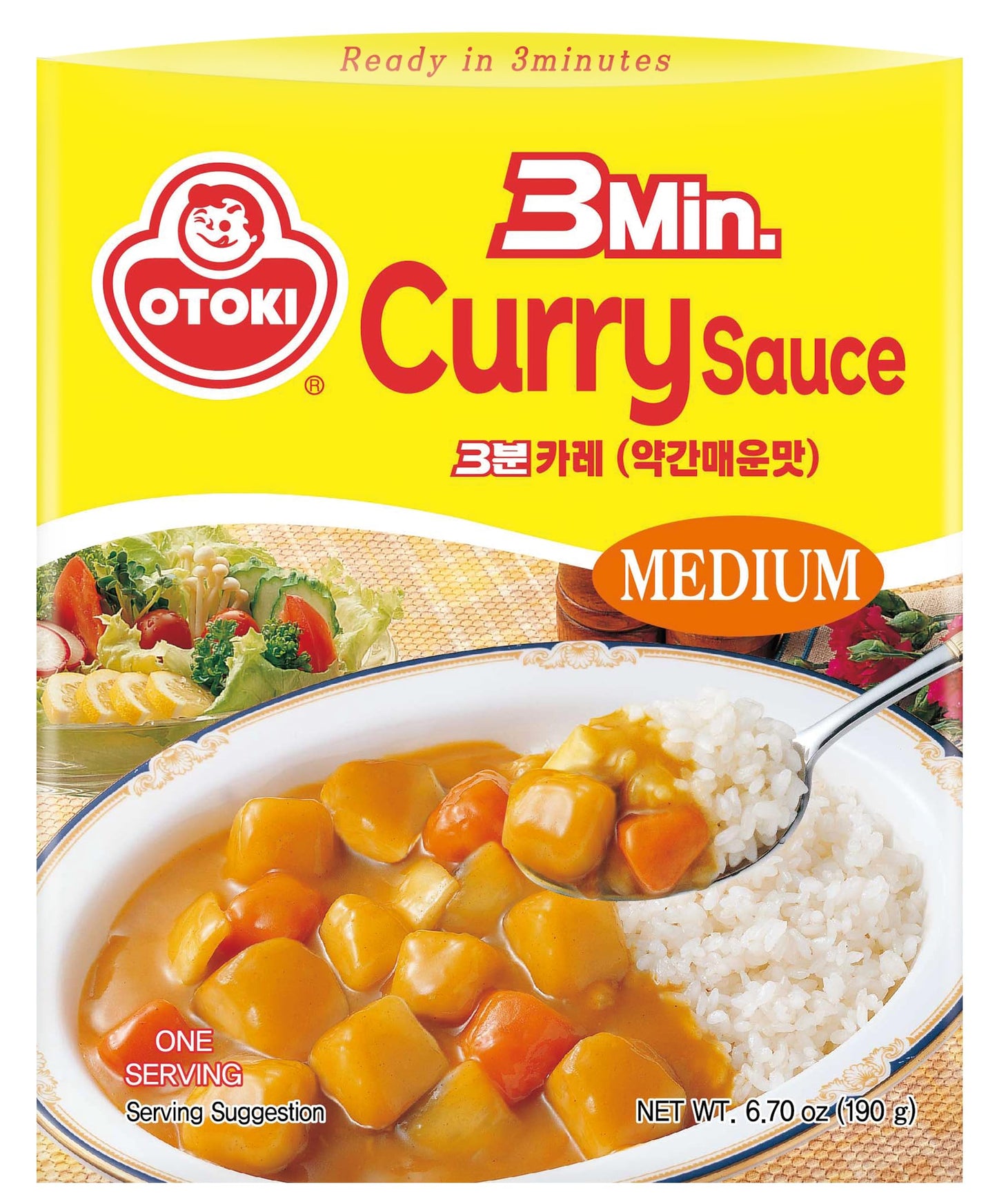 OTOKI 3-Min Curry Sauce, Medium Spicy (No Meat), Fully Cooked with Potato & Carrot, 3 Pack, 6.7 oz Each - Pour Over Meal Ready in Minutes