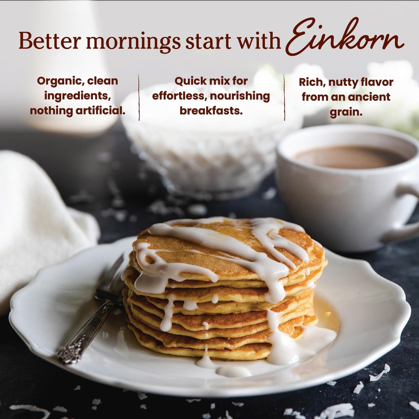 Jovial Organic Einkorn Pancake & Waffle Mix - Pancake Mix, Premium Batter Flour for Waffle Maker, Fast & Easy Breakfast Food, Non-GMO, USDA Organic - 16 oz (Pack of 3)