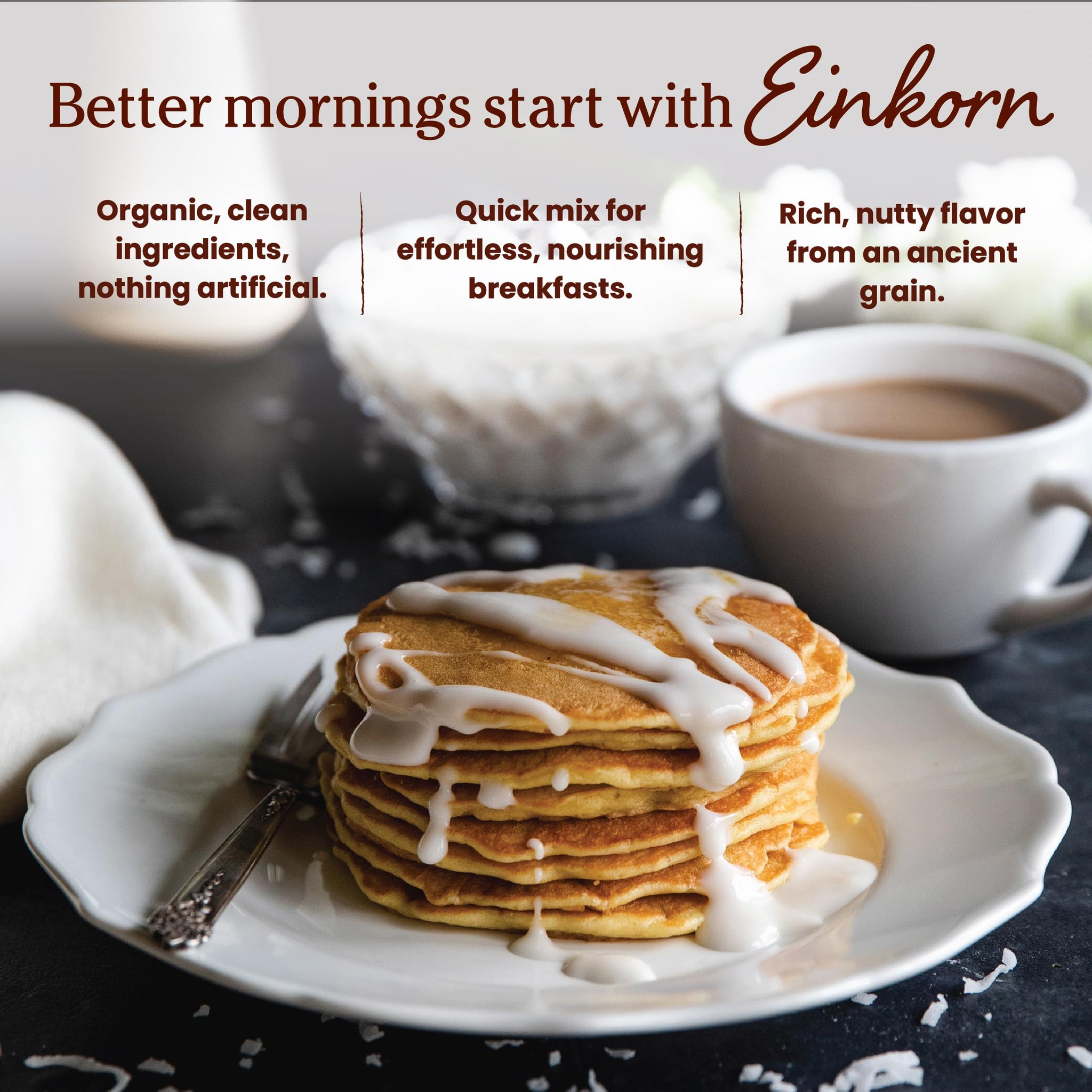Jovial Organic Einkorn Pancake & Waffle Mix - Pancake Mix, Premium Batter Flour for Waffle Maker, Fast & Easy Breakfast Food, Non-GMO, USDA Organic - 16 oz (Pack of 3)