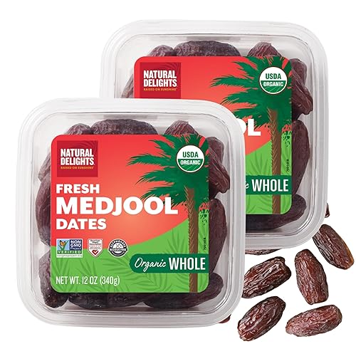 Natural Delights Organic Medjool Dates Whole - USDA Certified Organic Fruit, Good Source of Fiber & Potassium, Naturally Sweet, Snack for On-the-Go