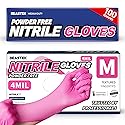 Beastek Nitrile Exam Gloves, 4 Mil 100 Pcs Powder-Free Latex-Free Medical Cooking Food-Safe Disposable Gloves, Hot Pink (Medium)