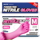 Beastek Nitrile Exam Gloves, 4 Mil 100 Pcs Powder-Free Latex-Free Medical Cooking Food-Safe Disposable Gloves, Hot Pink (Medium)