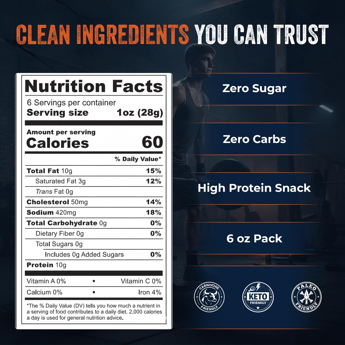 Rugged Unleashed Grass Fed Beef Sticks - Premium Carnivore Snacks With High Protein Meat Sticks, Savory Beef Jerky Snack Sticks, Carnivore Bar, No