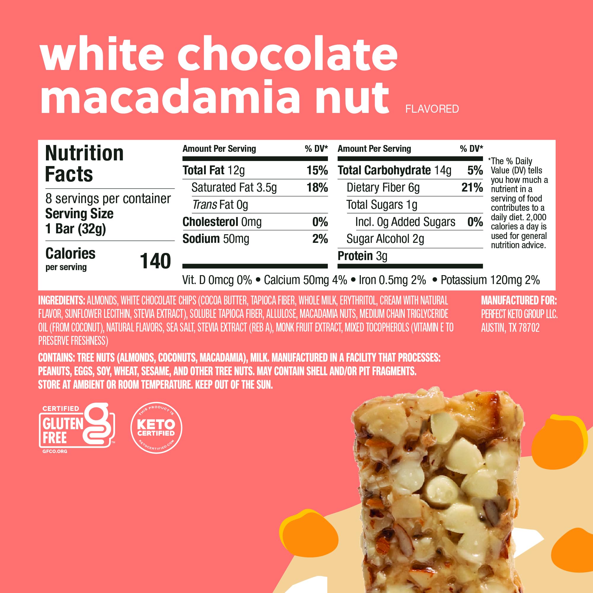 Perfect Keto Nola Bars, Gluten Free, Keto Granola Bars, Low Carb Snack or Breakfast Bar with No Sugar Added, Keto Diet Food, Healthy Snacks