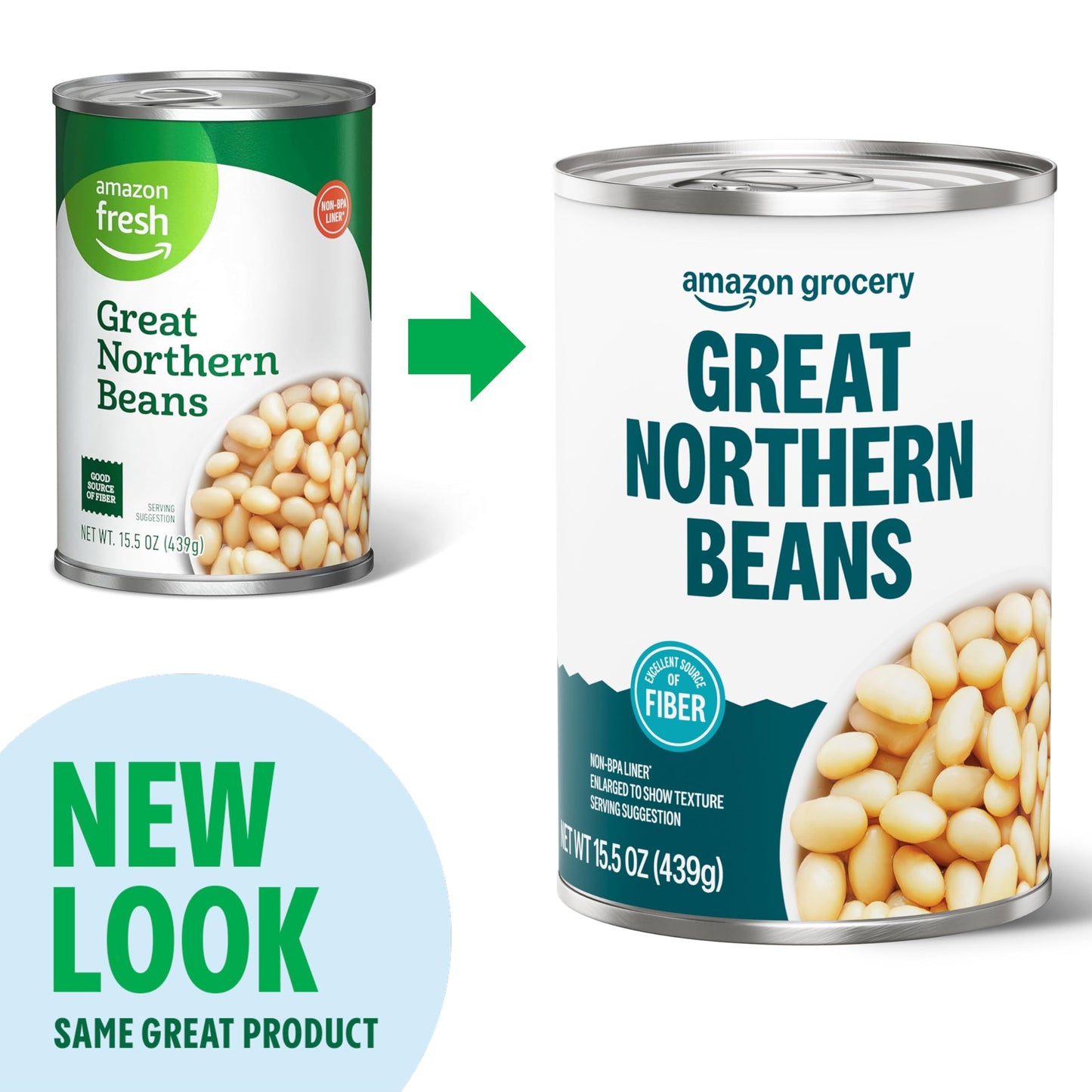 Amazon Grocery, Canned Great Northern Beans, 15.5 Oz