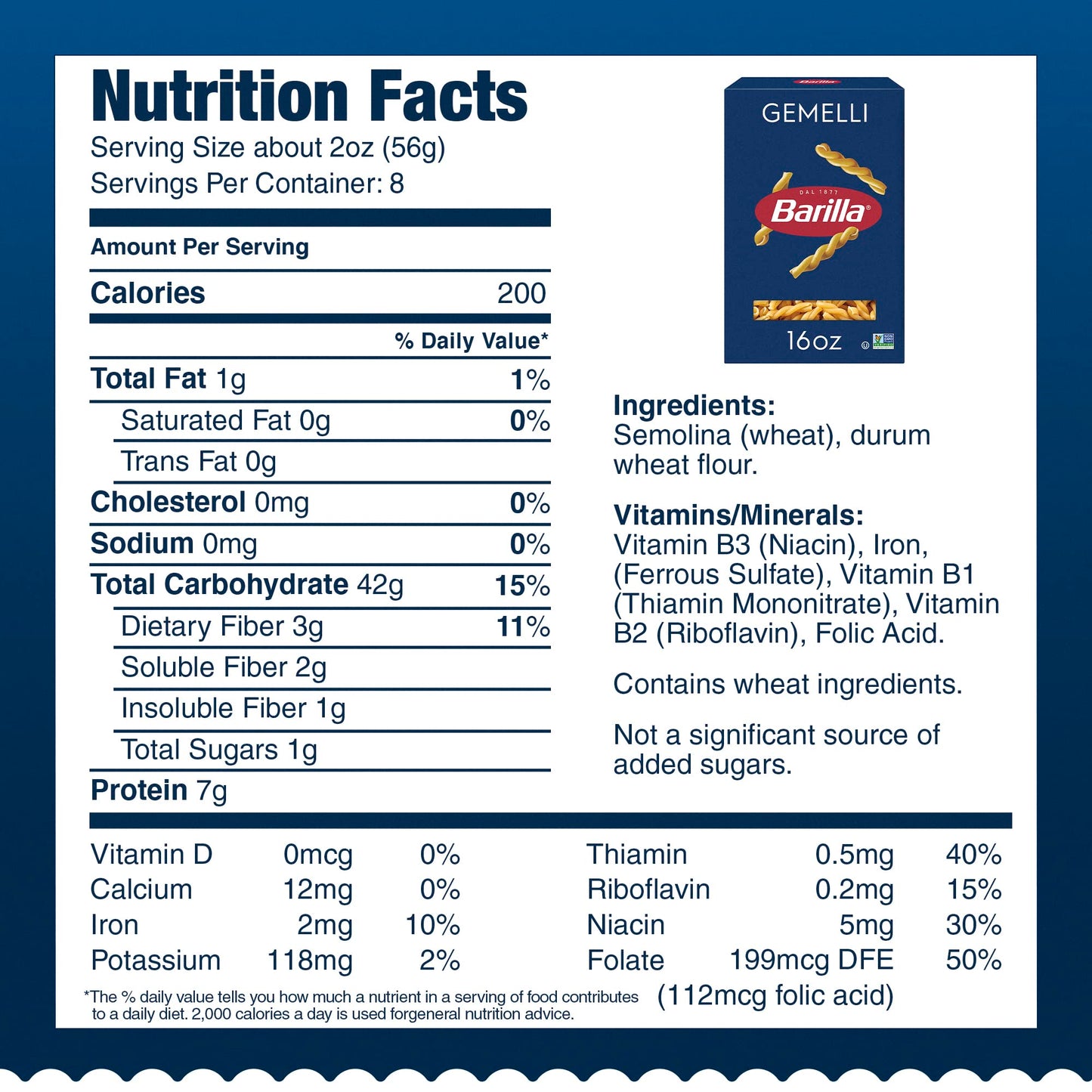 Barilla Gemelli Pasta, 16 oz. Box - Non-GMO, Made with Durum Wheat Semolina - Kosher Certified
