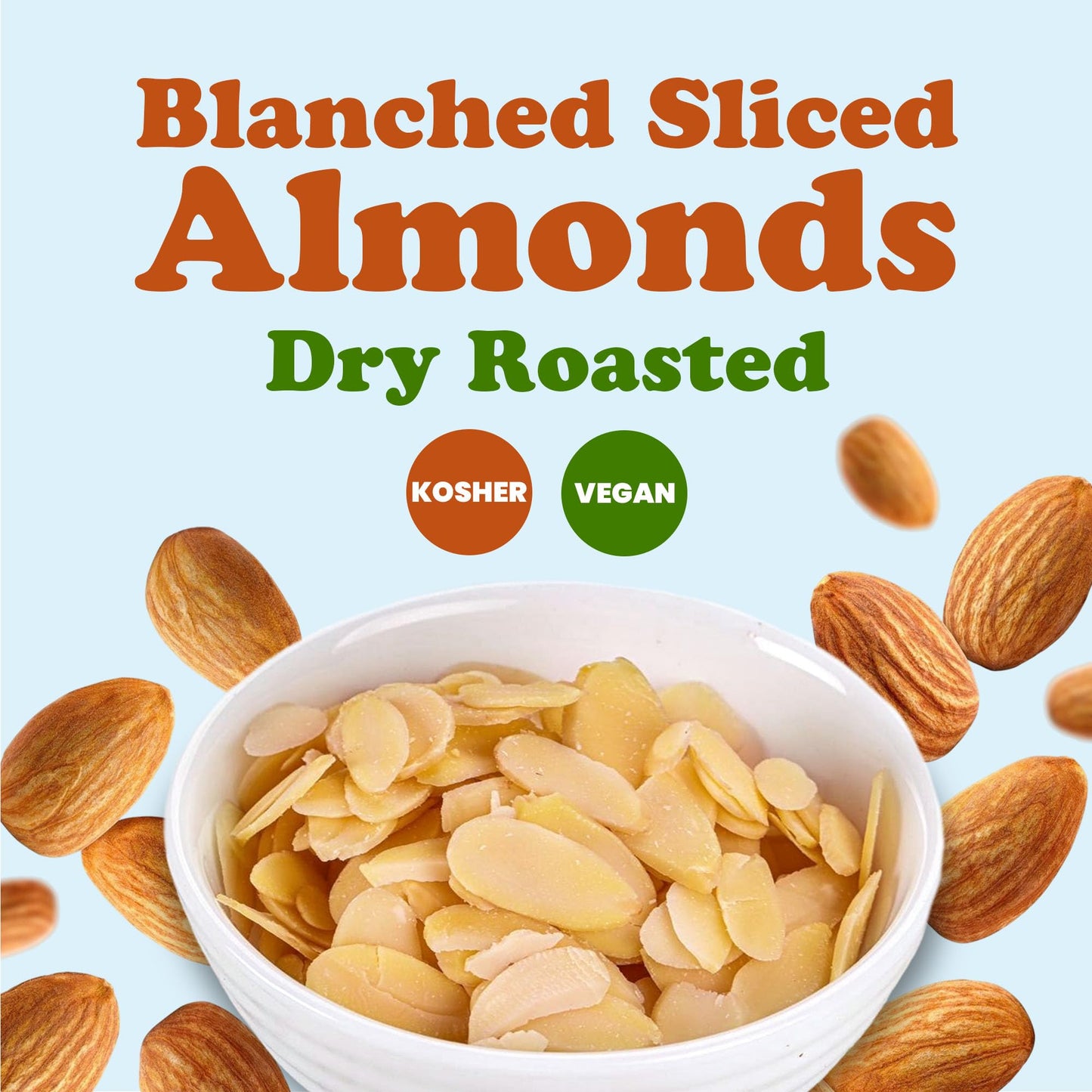 Food to Live Dry Roasted Blanched Sliced Almonds, 12 Ounces - Perfectly Oven Toasted for Maximum Flavor, Unsalted, No Oil Added, Perfect for Cooking