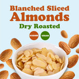 Food to Live Dry Roasted Blanched Sliced Almonds, 12 Ounces - Perfectly Oven Toasted for Maximum Flavor, Unsalted, No Oil Added, Perfect for Cooking