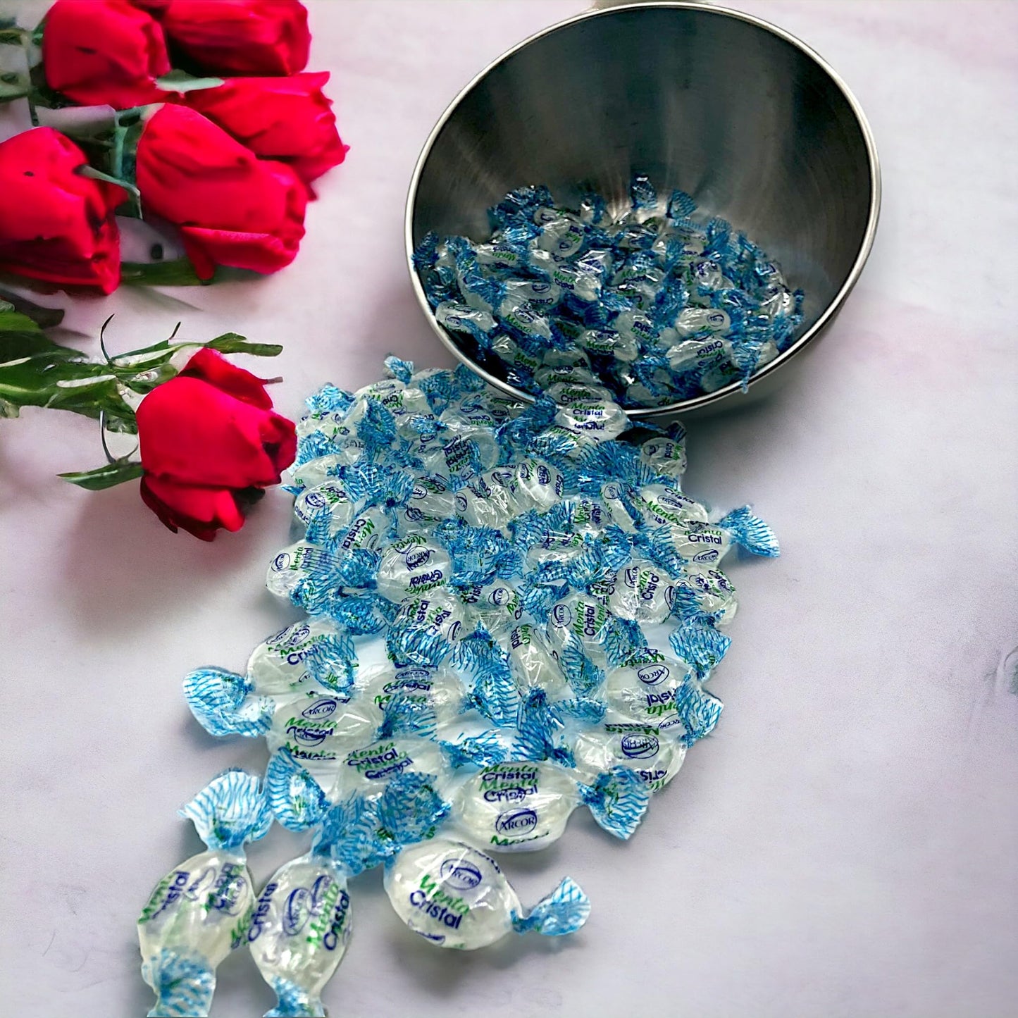 Crystal Mint Candies-1.5 lbs-Individually Wrapped Gourmet Blue Tint Hard Candy Mints for a Cool Refreshing Taste-Perfect After Dinner Mint(24 oz)