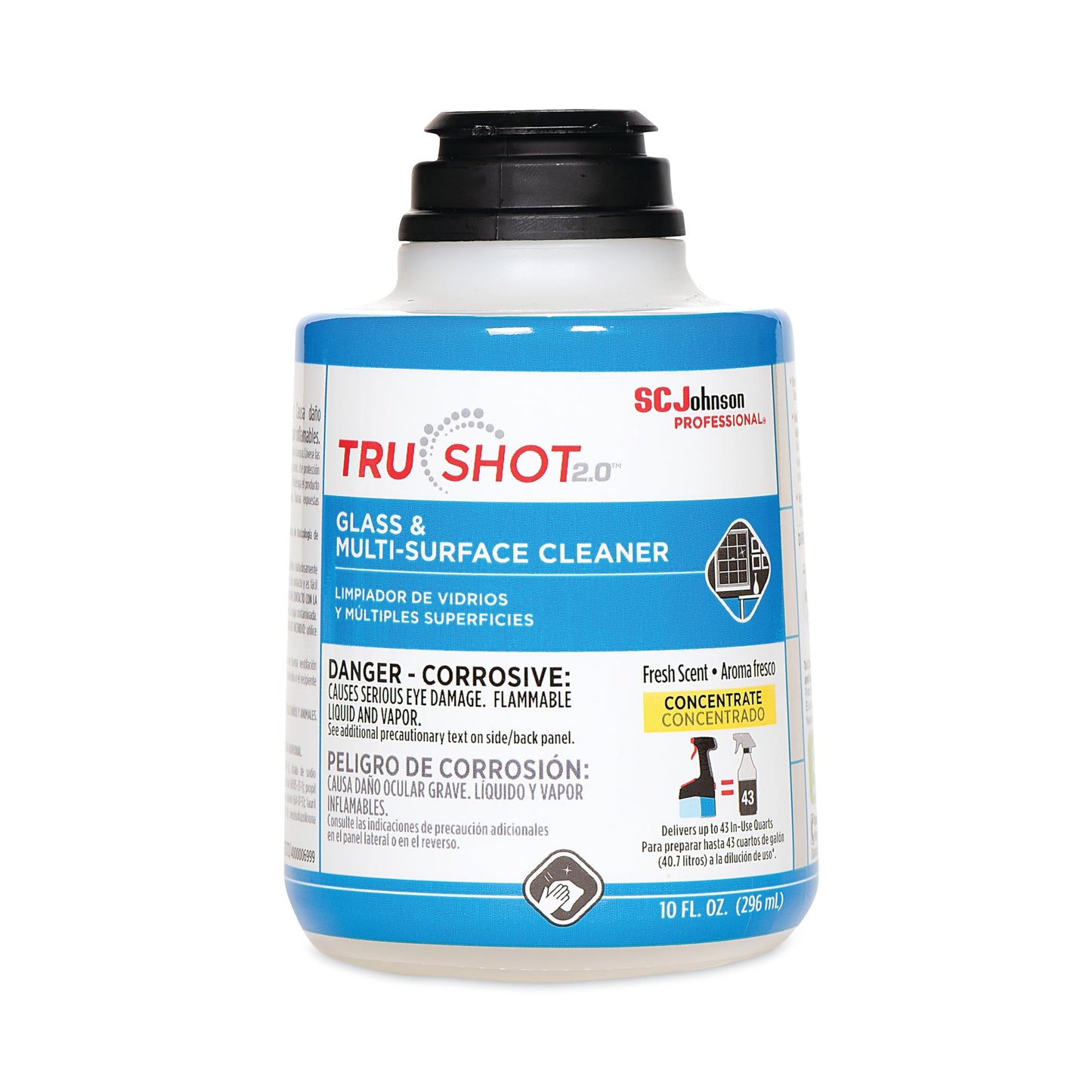SC Johnson Profesional TruShot 2.0 Glass & Multi-Surface Cleaner, Clean Fresh Scent, 10 oz., 4/Pack (315272)