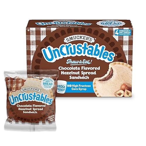 Smucker’s Uncrustables Chocolate Flavored Hazelnut Spread Sandwiches, 4 Count, 1.8 Oz. Each, Frozen