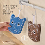 Fox Run Bulldog Kitchen Scrubber Set, Multicolor Pack of 3 Dog Sponges, 4.25" Non-Abrasive Cleaning Pads