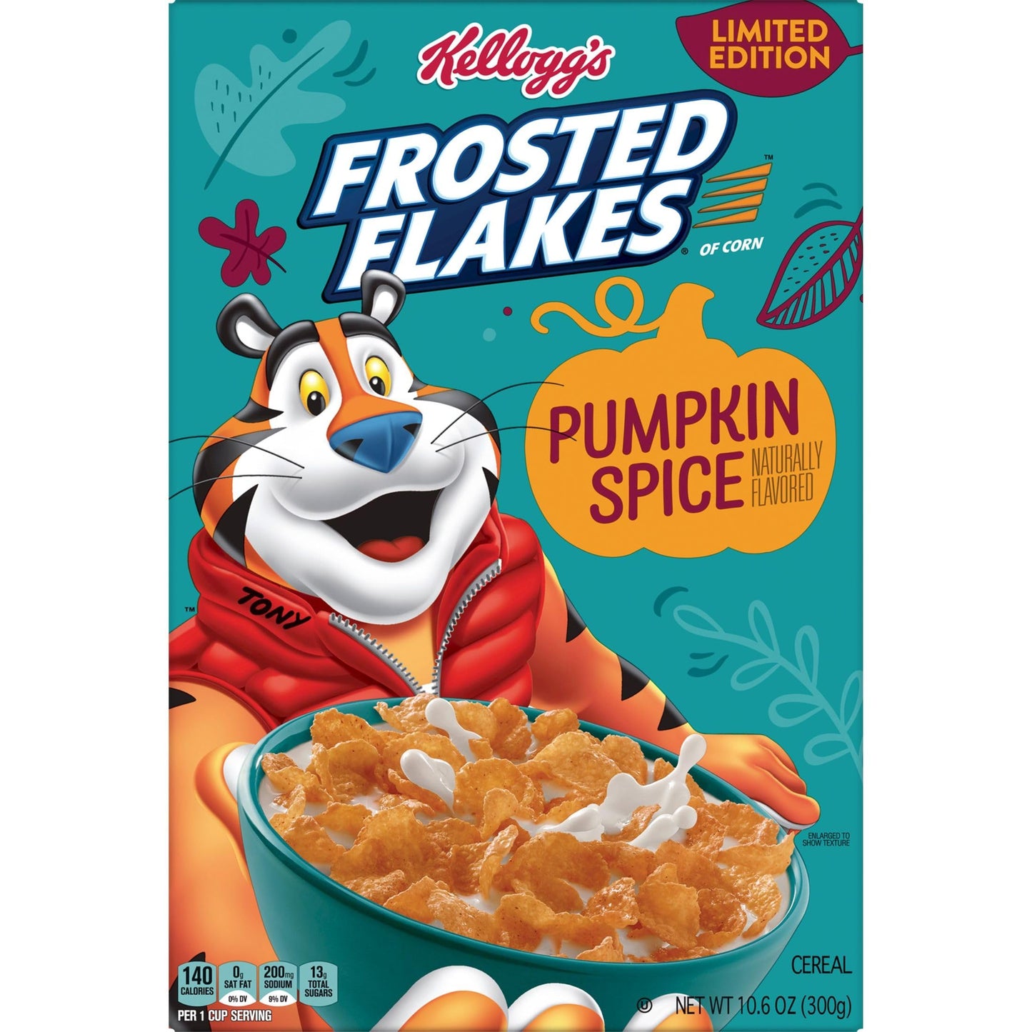 Kellogg's Frosted Flakes Cold Breakfast Cereal, 7 Vitamins and Minerals, Limited Edition, Pumpkin Spice, 10.6oz Box (1 Box)