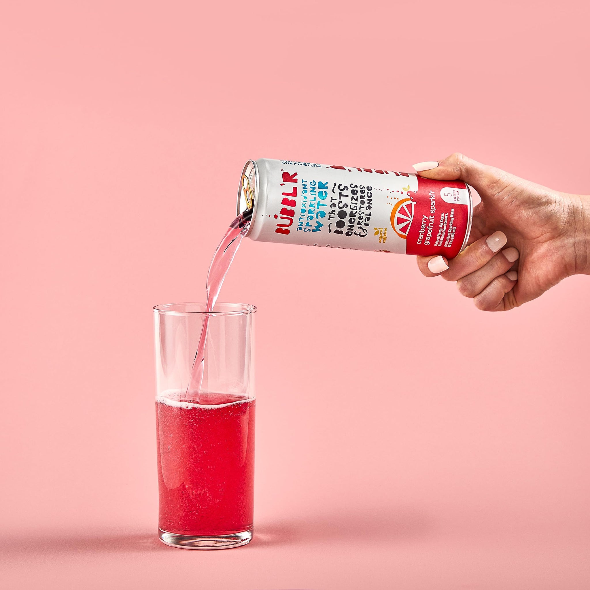 BUBBL'R cranberry grapefruit sparkl'r, Antioxidant Sparkling Water with Natural Caffeine, 0g Sugar, Gluten Free, All Natural Flavors, 12 Fl Oz Cans