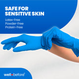 Well Before Disposable Synmax Exam Gloves, Powder-Free, Latex-Free, Blue, Large, 200pcs