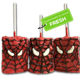 US Sweets Spider-Man Rice Krispie 3 Pack - Marshmallow Rice Crispy Treats with Frosting & Chocolate Drizzle | Delicious Gift | Handmade in Small