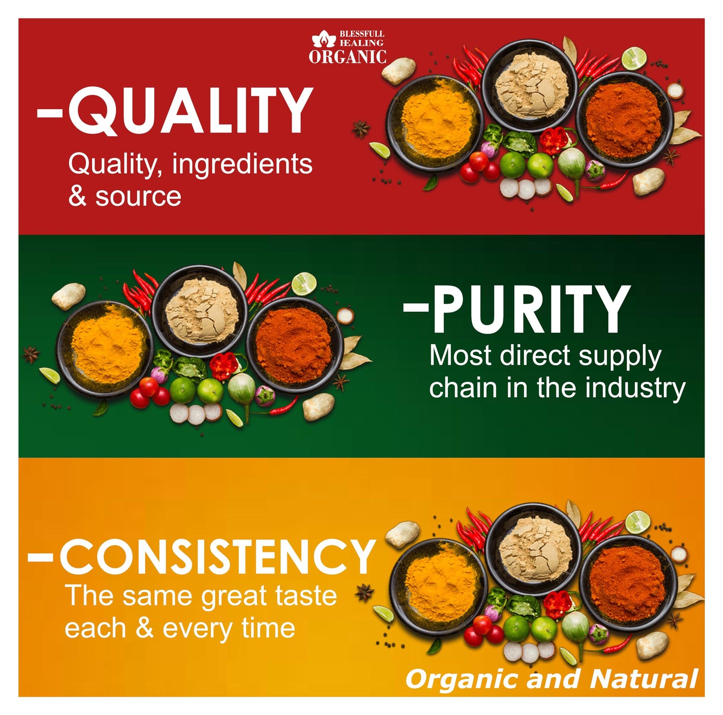 Blessfull Healing Organic Chilli Pepper 100 Gram (3.52 oz) Each (Pack Of 3) = 300 Grams, Vegan
