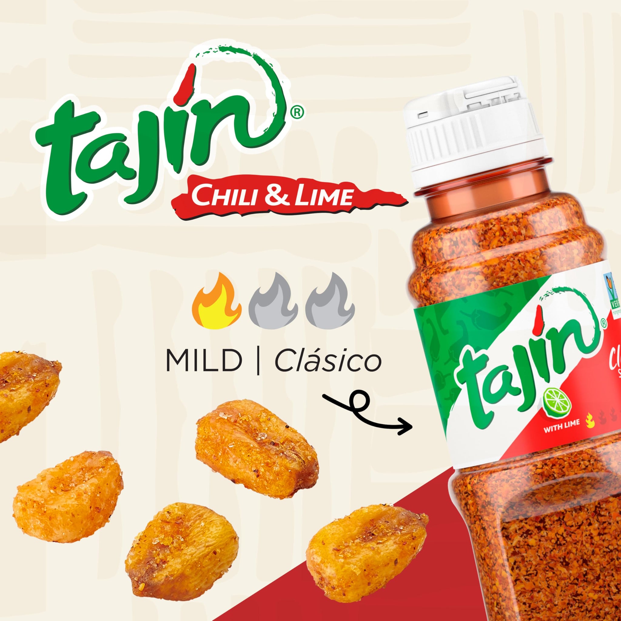 Snak Club Tajin Toasted Corn, Roasted Corn Nuggets with Chili and Lime Seasoning, Mild, 11 oz Resealable Bag