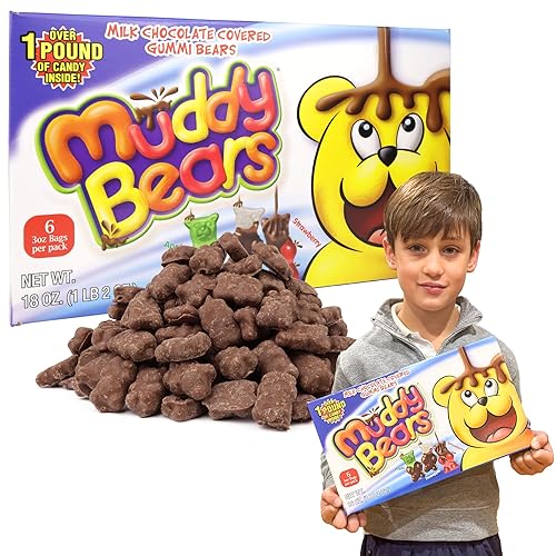 Gigantic Muddy Bears Gift Box, Milk Chocolate Covered Gummies, Over 1 Pound, Novelty Gift