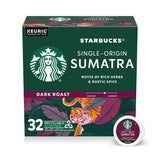 Starbucks K-Cup Coffee Pods, Dark Roast Coffee, Single-Origin Sumatra, 1 box (32 Keurig Pods)