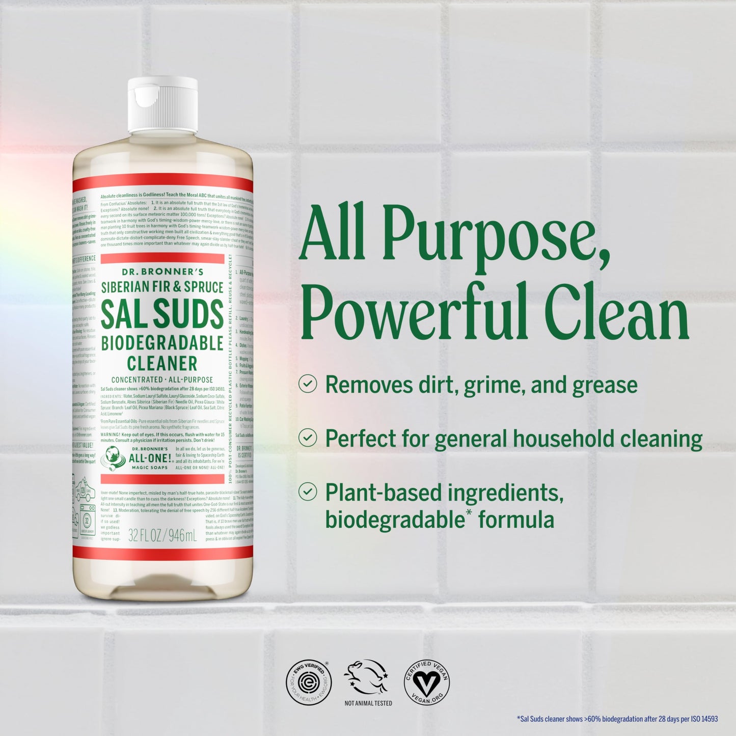 Dr. Bronner's Sal Suds Biodegradable Cleaner (32 Ounce, 2-Pack) - All-Purpose Mop Detergent for Floors, Kitchen & Bathroom, Multi-Surface Household