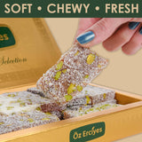 Cezerye Turkish Delight - Fig, Pomegranate, Carrot & Pistachio Lokum, Traditional Turkish Sweets, Healthy Arabic Candy Gift Box, 17.6 oz (500g)