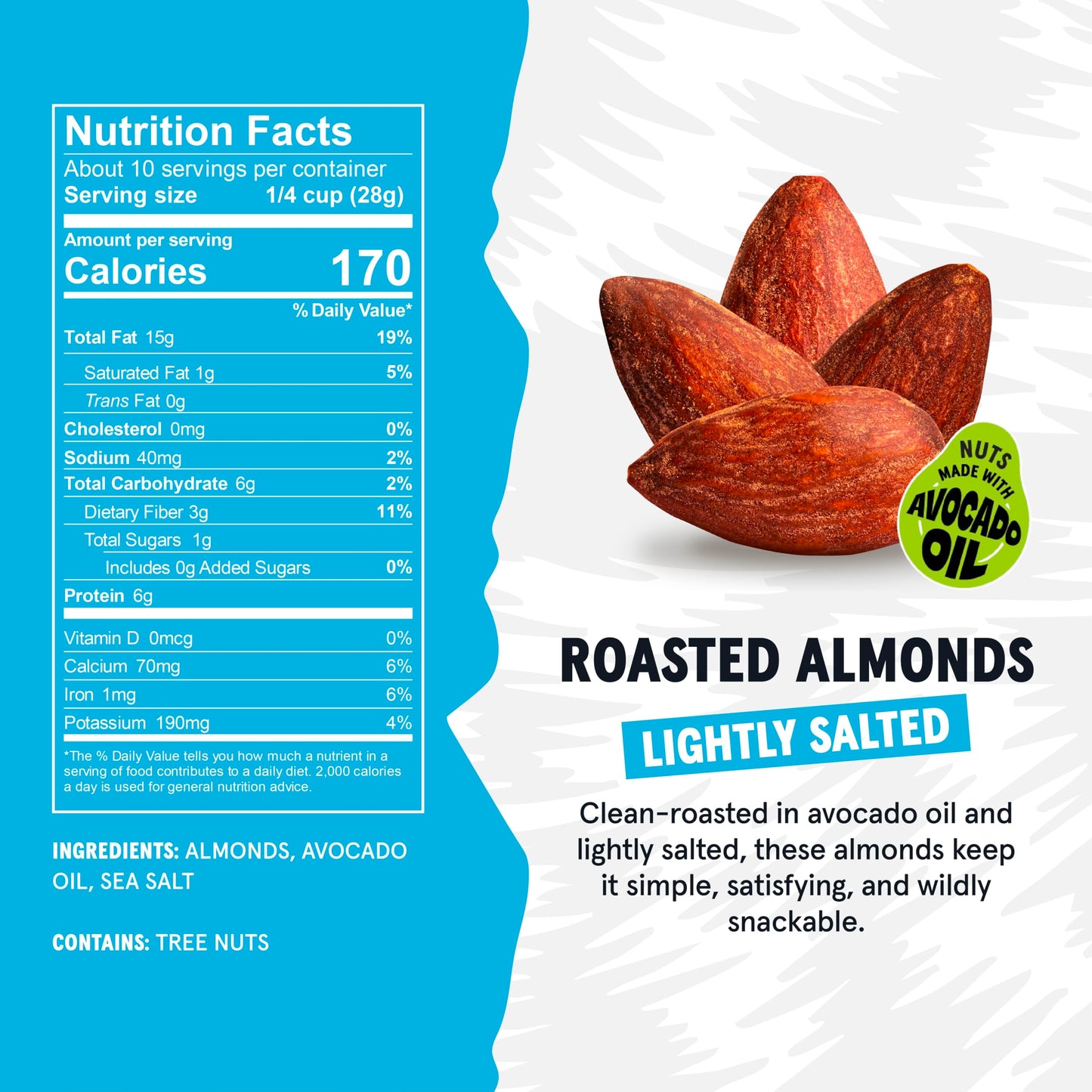 Wild Fox Roasted Almonds - Healthy Plant-Based Snack Made With Pure Avocado Oil And No Added Sugar Or Seed Oils Ideal For Keto, Paleo, Vegan