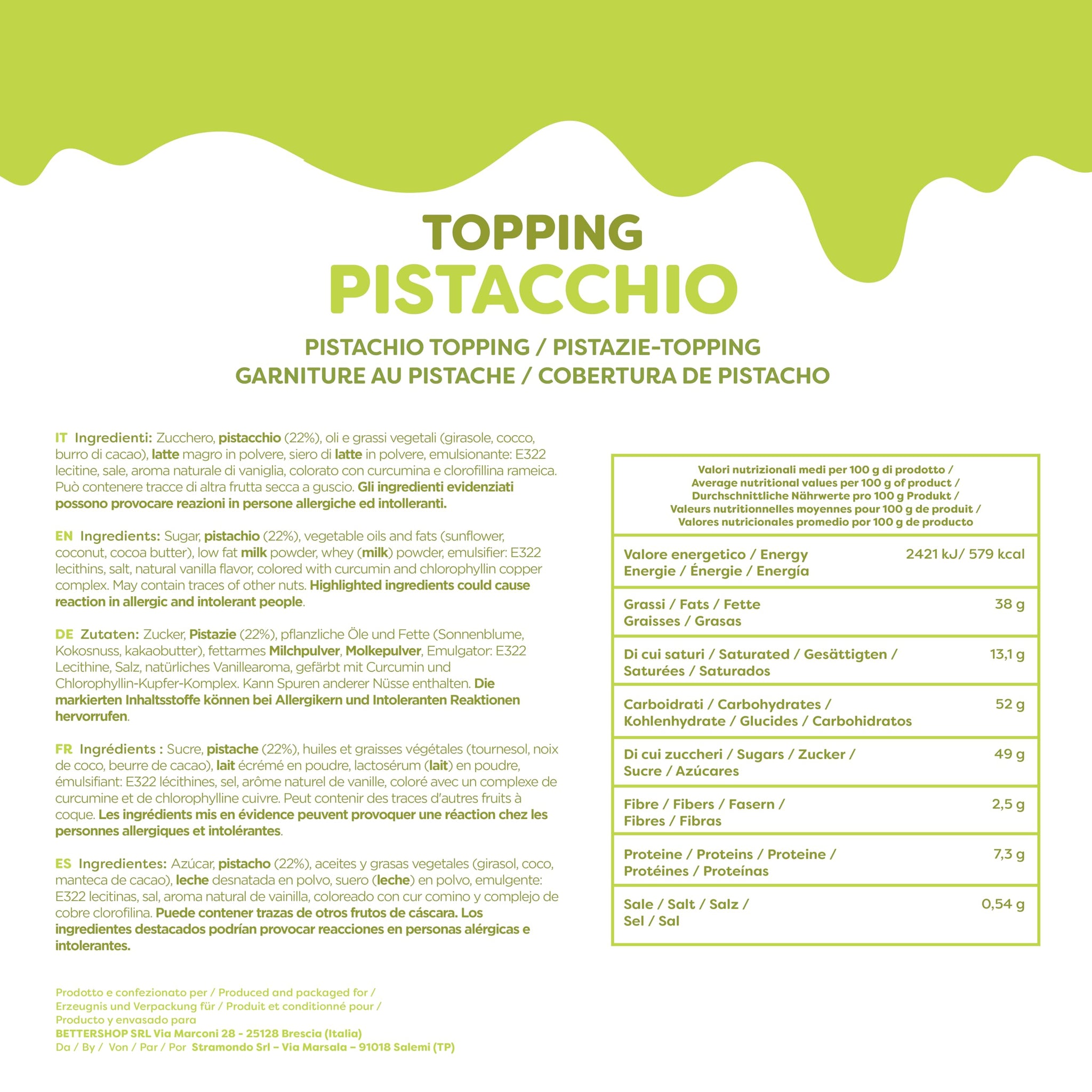 EATALIAN by AMZ BETTER Pistachio Flavoured Topping, Sweet Protein Cream in 10 oz/300g Squeezer, Made in Italy, Pistachio Sauce Ideal for Decorating