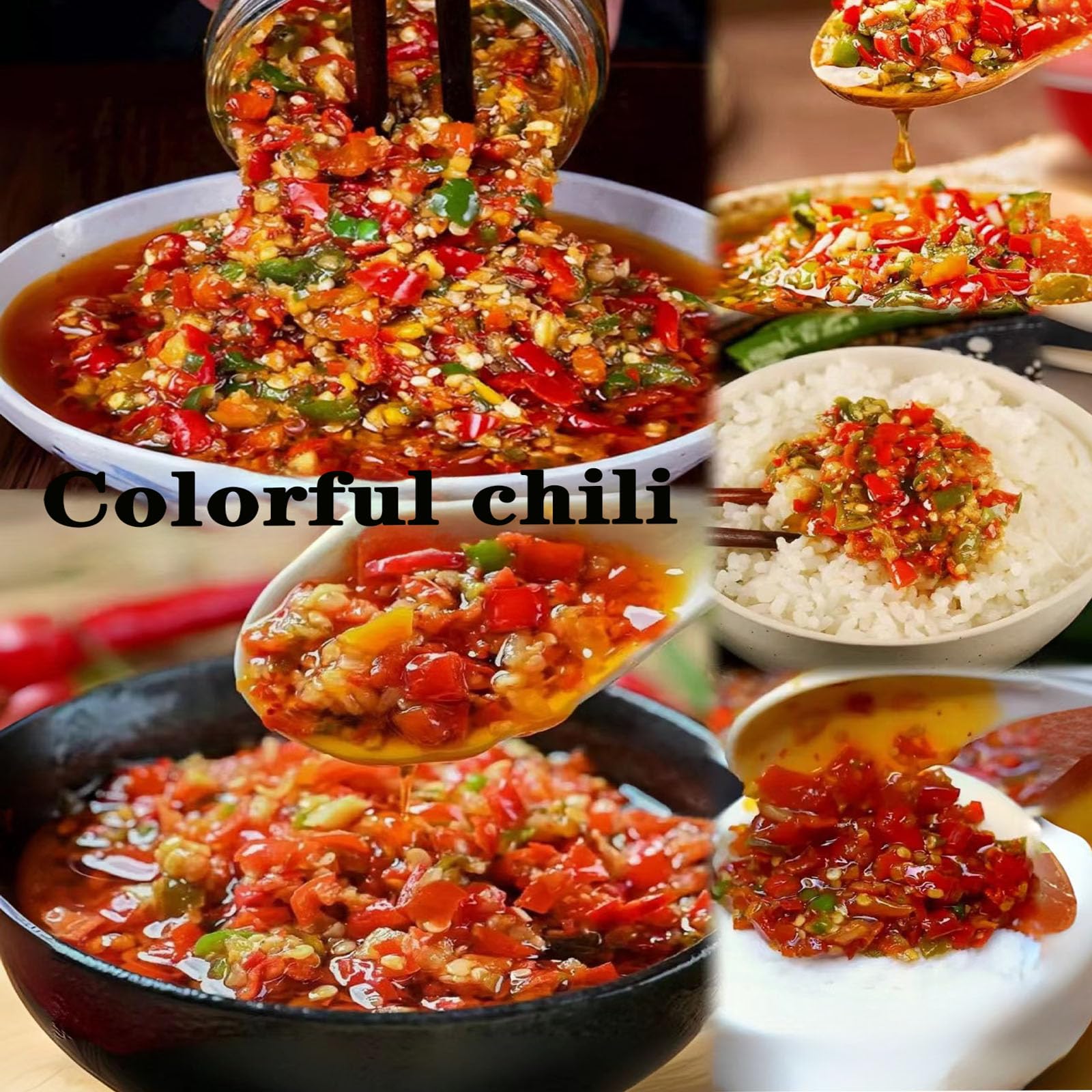 QIXINLIZYY Hunan specialty colored chili sauce 248g/can, chopped garlic chili sauce, pepper, seasoning, crispy chili, mixed noodle chili, convenient