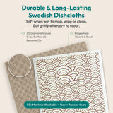 FEBU Swedish Dishcloths for Kitchen | 5 Pack Stamps Reusable Paper Towels Washable | Swedish Dish Towels | Non-Scratch Cellulose Sponge Cloths | No