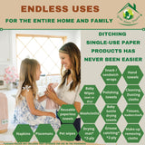 Reusable Paper Towels Washable Roll 29 Pack, 100% Soft Cotton Baby Wipes, Paperless Paper Towel Alternative, Zero Waste Napkins w/Wet Bag & Wash Cloth