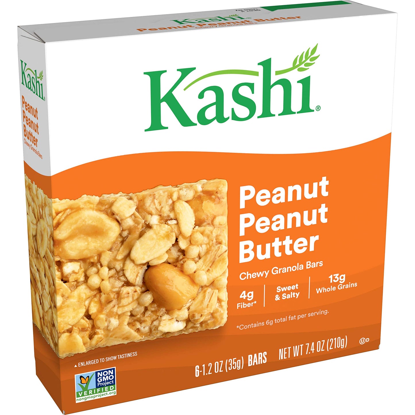 Kashi, Chewy Granola Bars, Peanut Peanut Butter, Vegan, 7.4oz Box (6 Count)